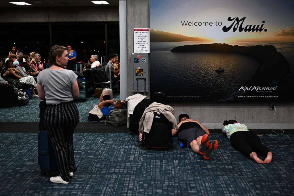Thousands of passengers were stranded at the airport in Maui in the aftermath of the wildfires.