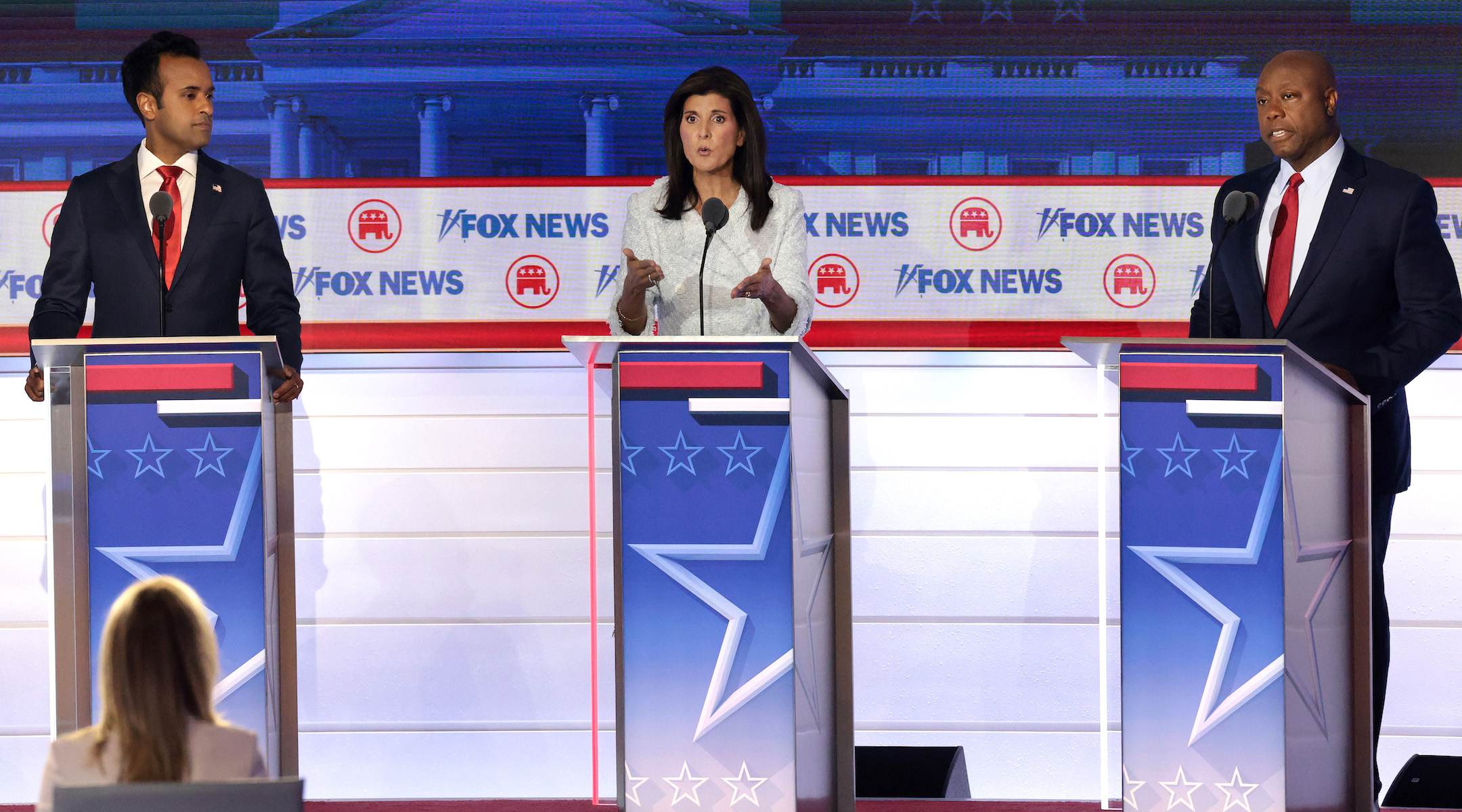 Nikki Haley and Vivek Ramaswamy spar over aid to Israel at first GOP