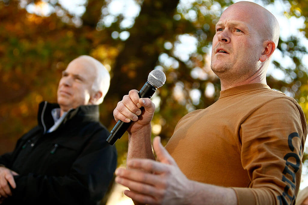 Samuel "Joe the Plumber" Wurzelbacher with then Republican presidential nominee Sen. John McCain on Oct. 30, 2008.