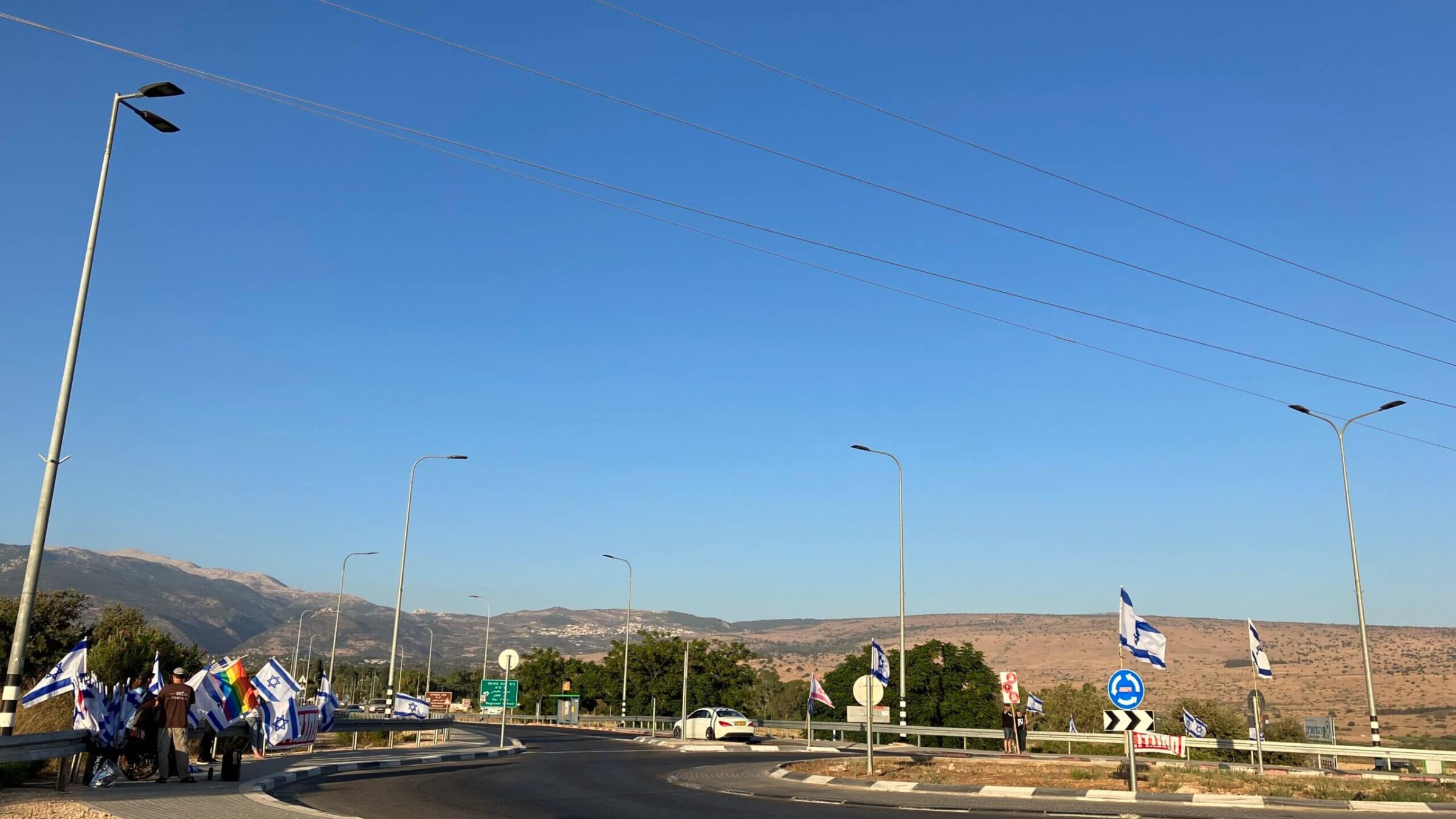 The small protest around Horshat Tal junction in northern Israel's Golan Heights.