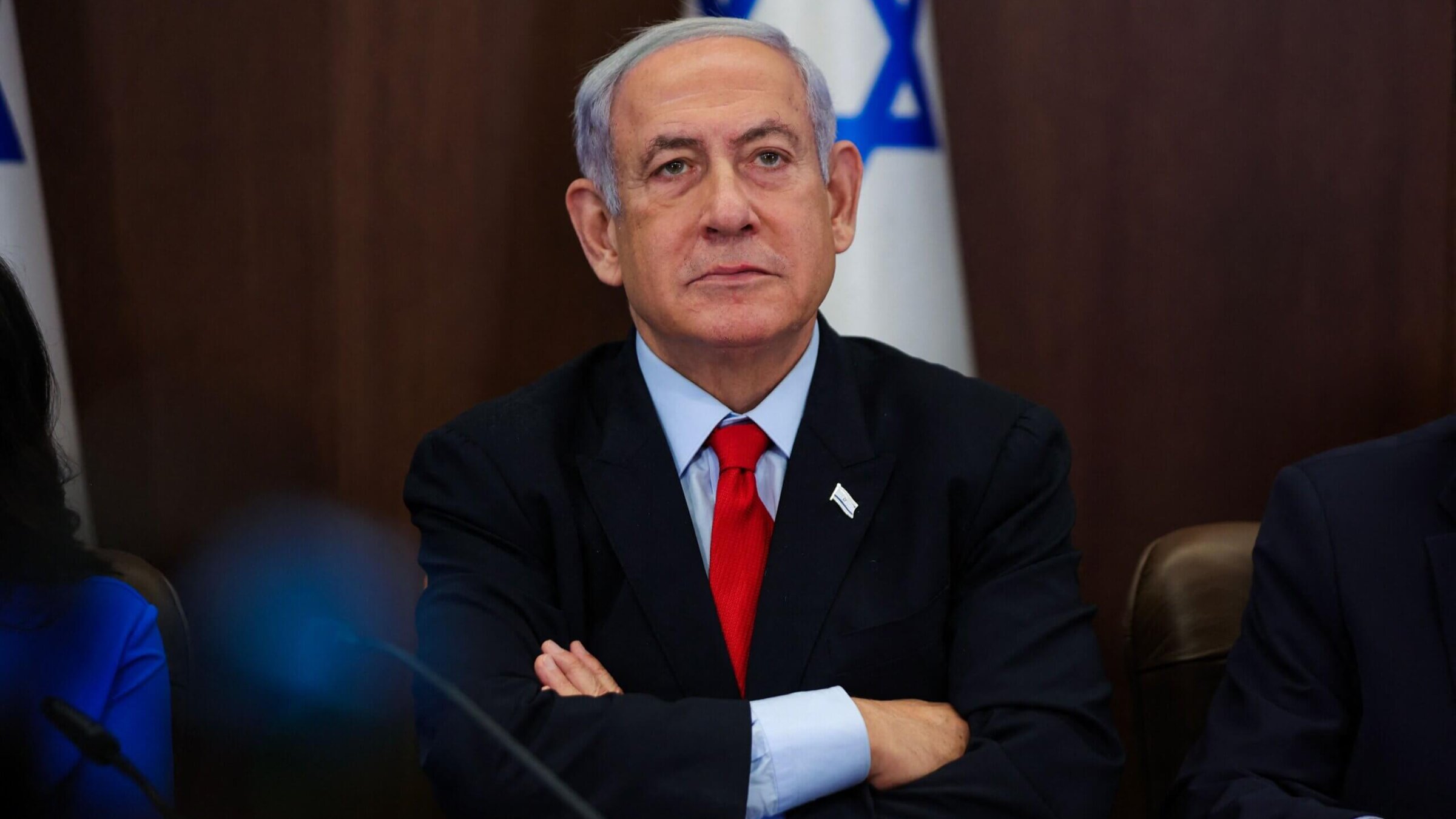 Israel's Prime Minister Benjamin Netanyahu attends the weekly cabinet meeting in the prime minister's office in Jerusalem on July 30, 2023. 