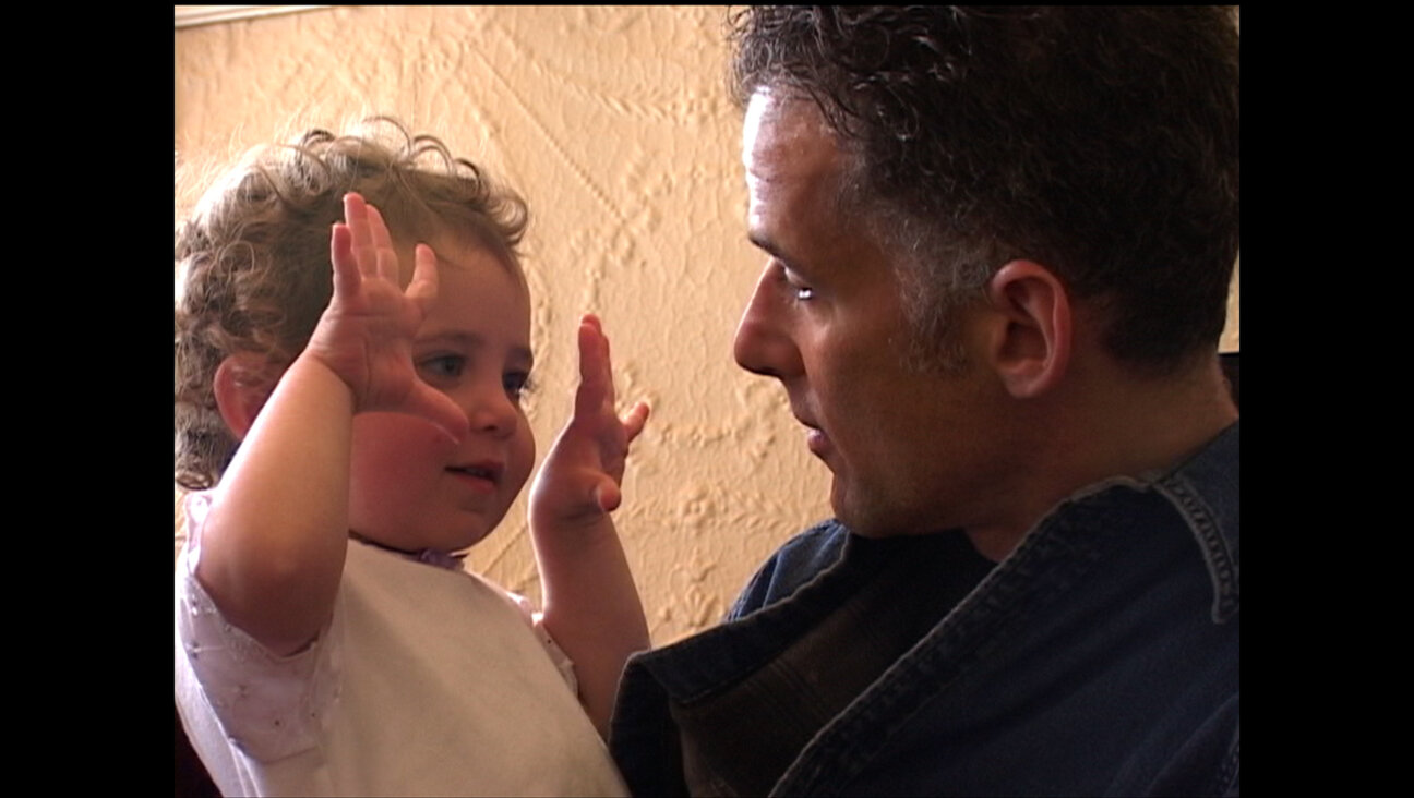 Ella Rosenblatt, age 2, with her filmmaker father, Jay Rosenblatt.