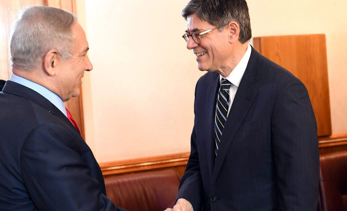 Jack Lew with Israeli Prime Minister Benjamin Netanyahu in 2016.