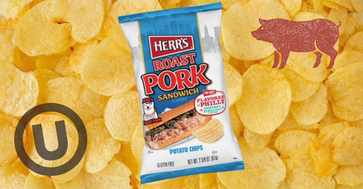 Herr's roast pork sandwich flavored potato chips.