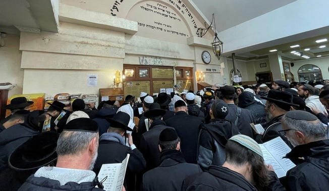 Jewish pilgrims celebrating Rosh Hashanah in Uman, Ukraine, 2022.