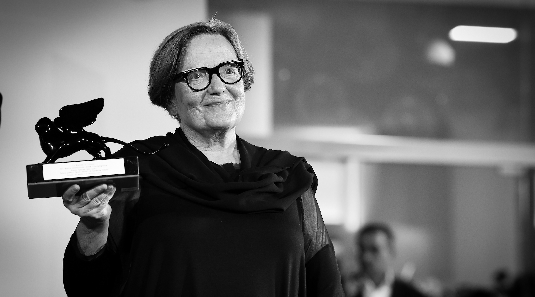 Polish director and screenwriter Agnieszka Holland walks the red carpet at the 80th Venice International Film Festival in Italy, where her film “The Green Border” won the special jury award, Sept. 9, 2023. (Marilla Sicilia/Archivio Marilla Sicilia/Mondadori Portfolio via Getty Images)