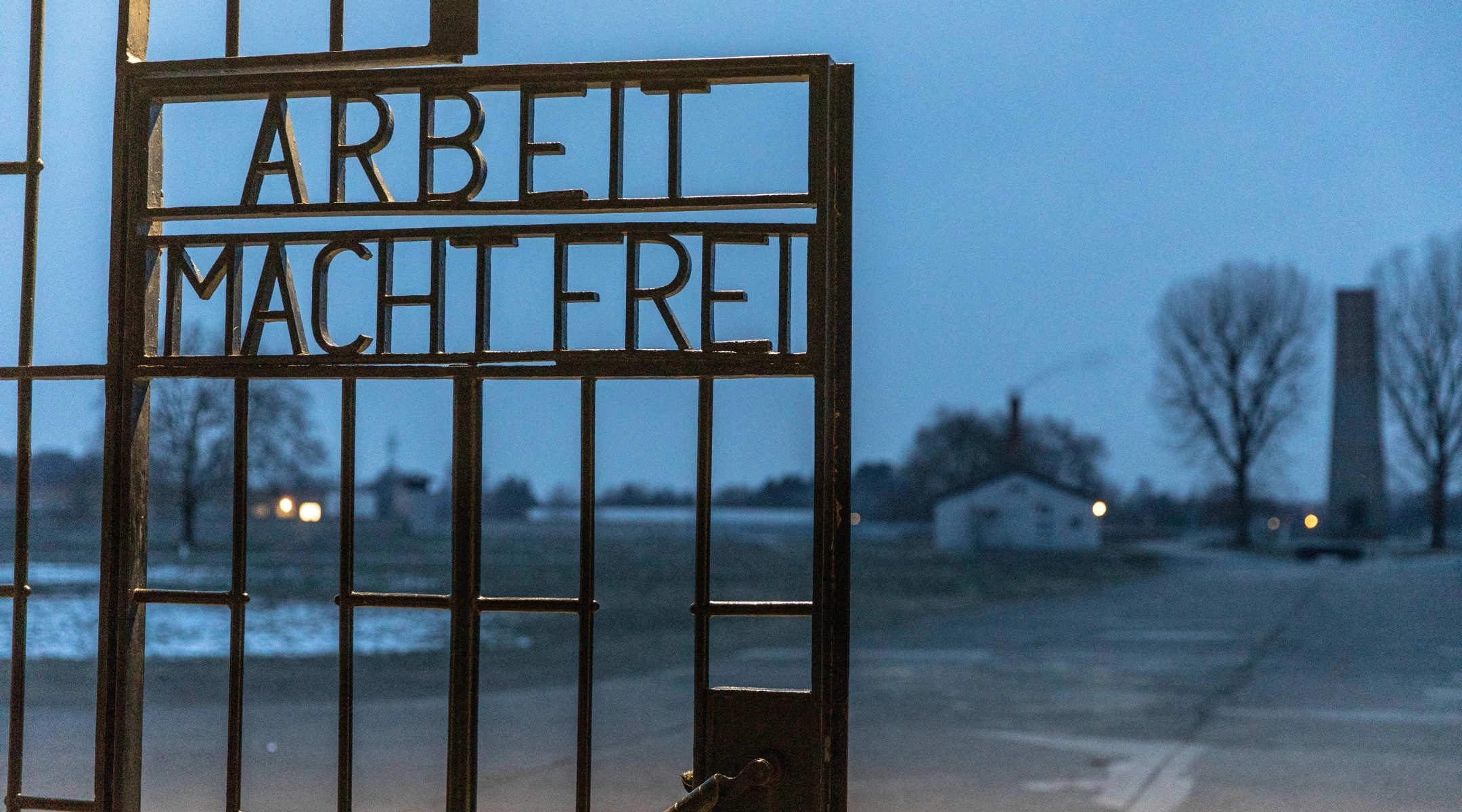 A gate with the inscription “Work Sets You Free” at the Sachsenhausen concentration camp memorial in Oranienburg, Germany, Jan. 25, 2019. (Omer Messinger/Getty Images)