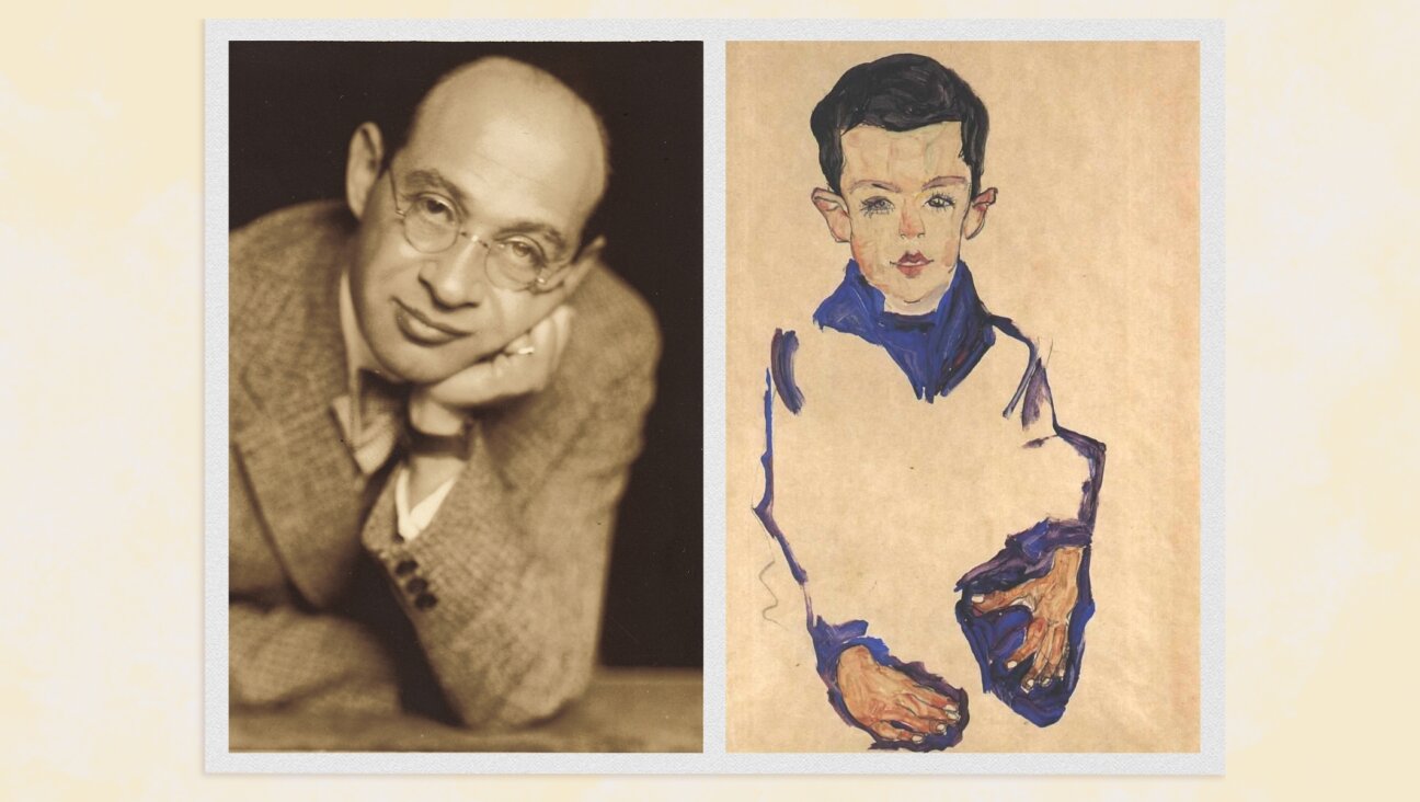 Fritz Grünbaum, left, was a Viennese Jewish cabaret performer with a vast Egon Schiele collection, including “Portrait of a Boy,” a preparatory study for the 1910 oil portrait of the son of one of Schiele’s first patrons, who became an important early commission for his artistic career. (via Getty and the Manhattan District Attorney’s Office)