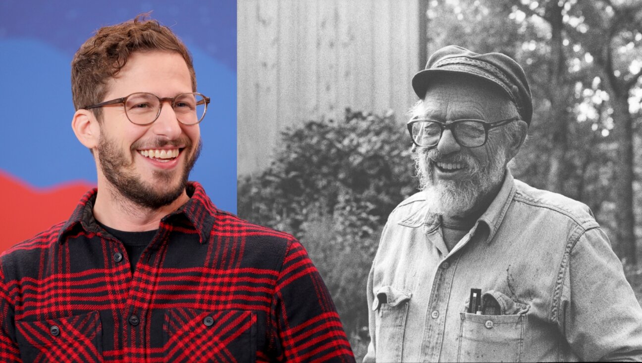 Jewish actor and comedian Andy Samberg, left, portrays World War II photographer David E. Scherman, right, in the biographical film “Lee”. (Rich Polk via Getty Images for IMDb and Wikimedia Commons)