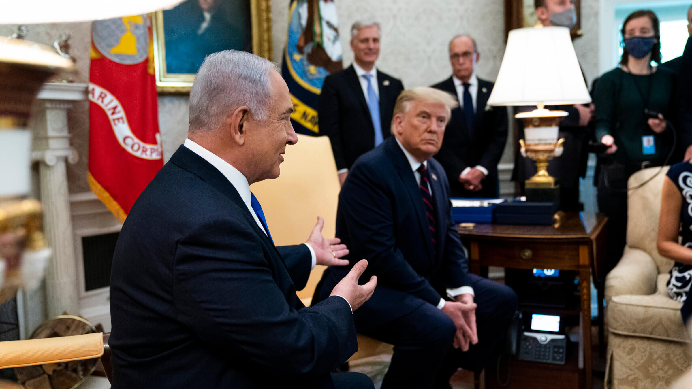Donald Trump and Benjamin Netanyahu at the White House, 2020.