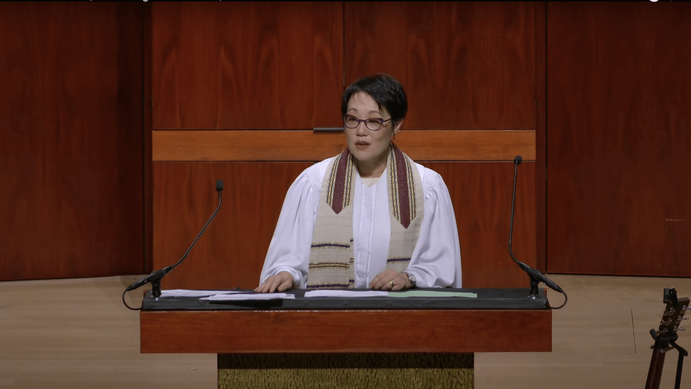 Rabbi Angela Buchdahl delivers the Erev Rosh Hashanah sermon at Central Synagogue in Manhattan on Sept. 16, 2023. 