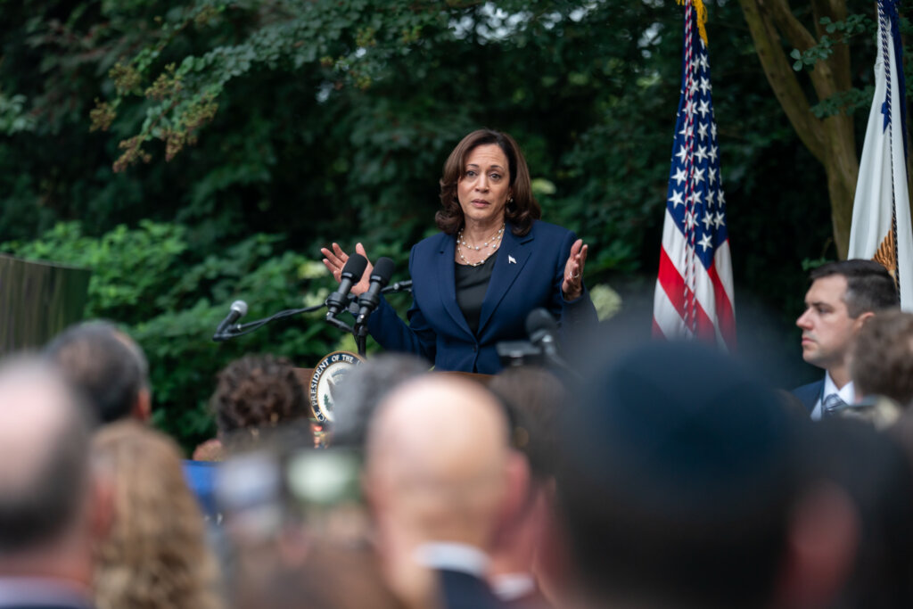 Vice President Kamala Harris addressed a reception for Rosh Hashanah at her residence on Tuesday, September 12, 2023 in Washington, D.C.