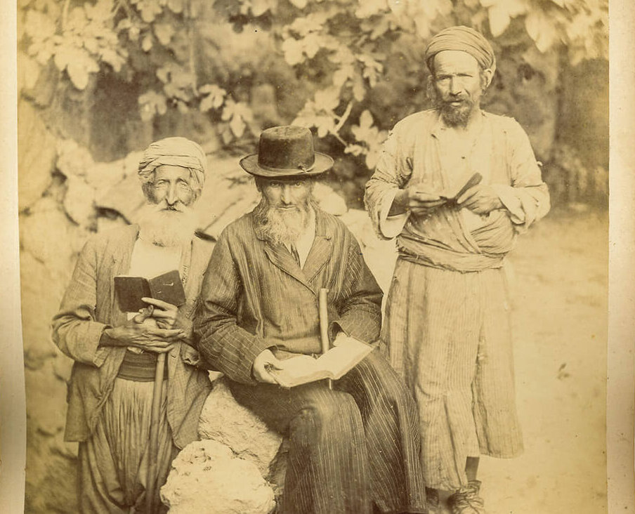 Sephardic, Ashkenazi, and Mizrahi men in Jerusalem, c. 1900. 