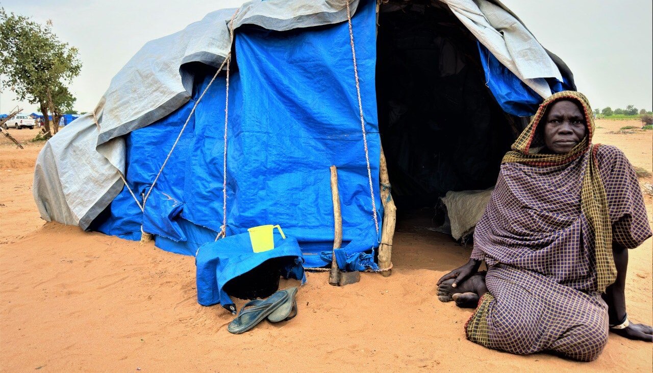 A newly arrived Darfuri refugee woman at Arkoum 1 Refugee Camp.