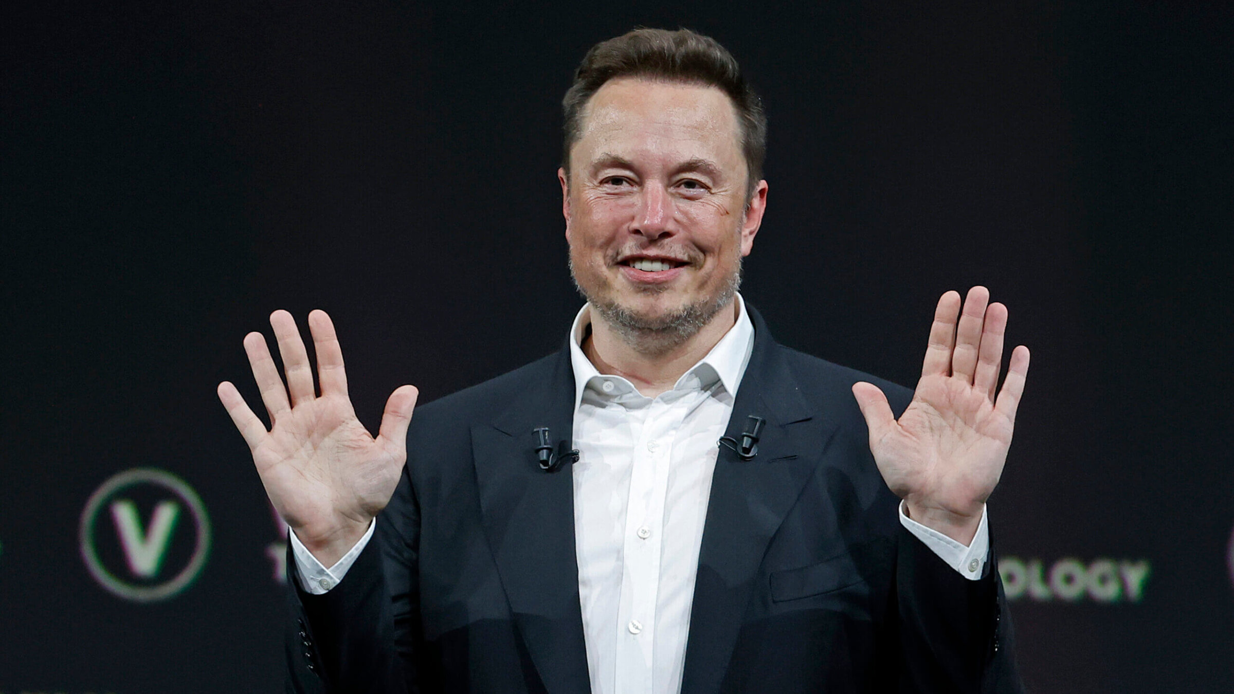 Chief Executive Officer of SpaceX and Tesla and owner of Twitter, Elon Musk gestures as he attends the Viva Technology conference dedicated to innovation and startups at the Porte de Versailles exhibition centre on June 16, 2023 in Paris, France. 