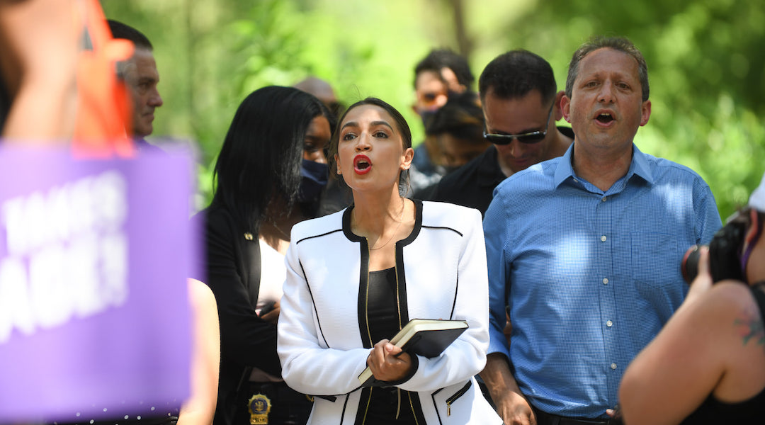 New York City Council member Brad Lander, right, earned the endorsement of Rep. Alexandria Ocasio-Cortez, center, in his race for New York City comptroller. (Courtesy Lander for NYC)