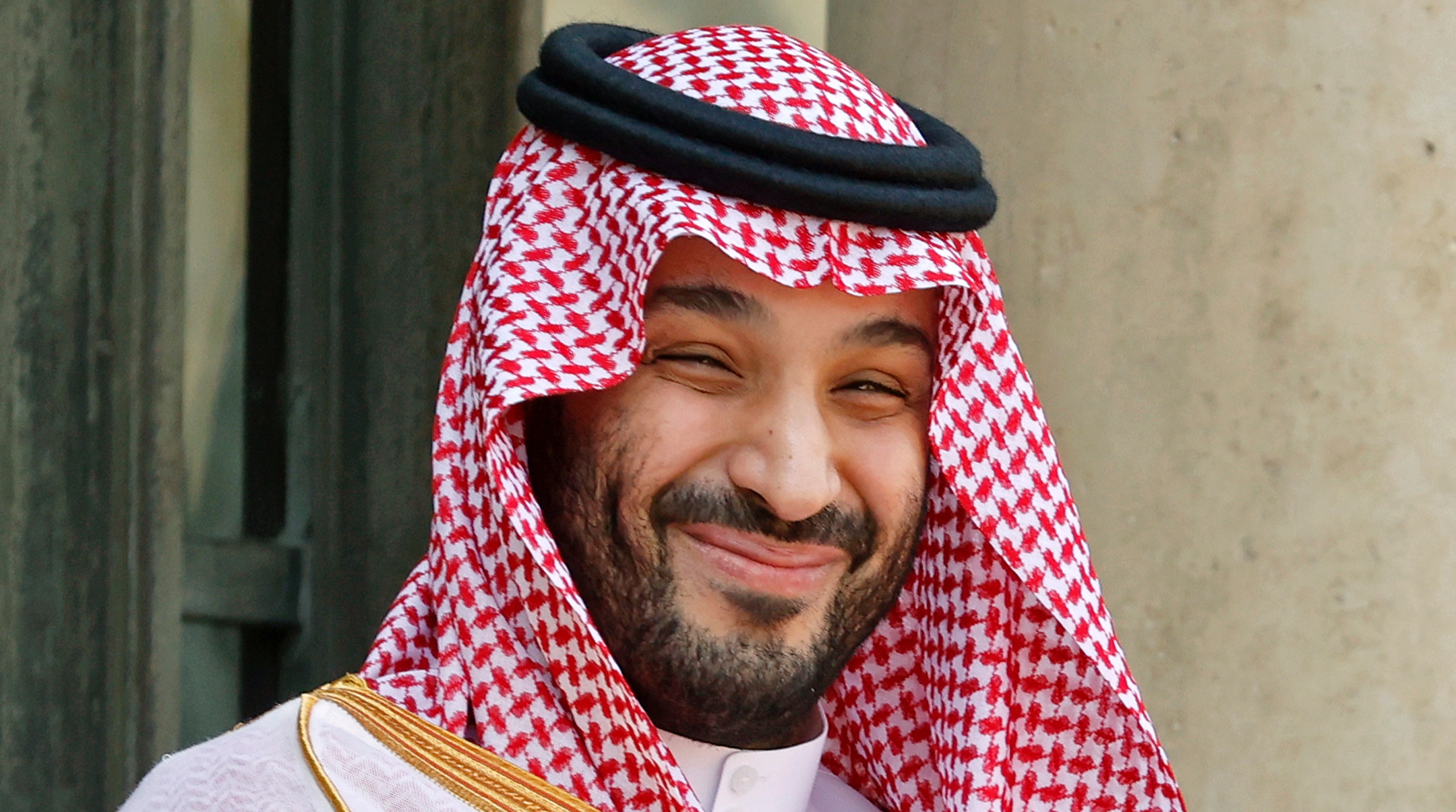Saudi Arabia’s Crown Prince Mohammed bin Salman (MBS) poses prior to a working lunch with French President Emmanuel Macron at the Elysee Presidential Palace, June 16, 2023. (Chesnot/Getty Images)
