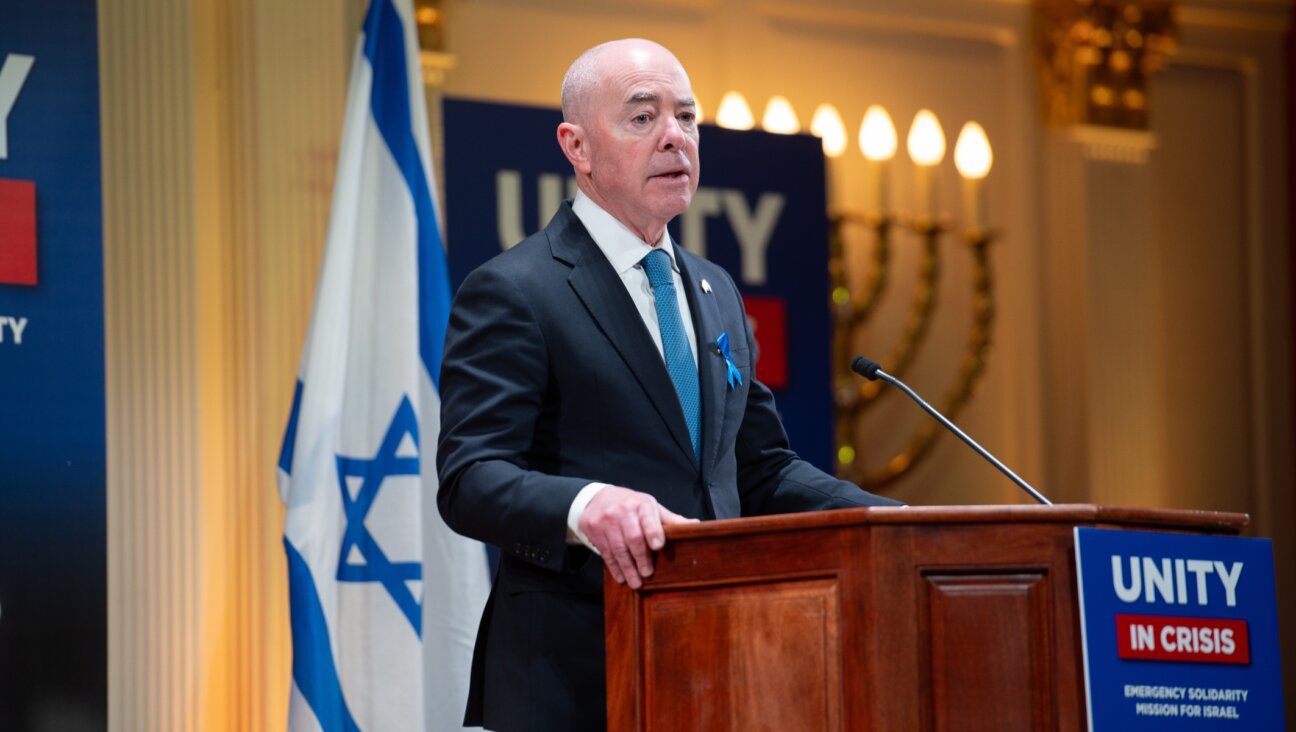 Alejandro Mayorkas, the Homeland Security secretary, addresses a gathering of Jewish leaders in Washington D.C., Oct. 17, 2023. (Bo Harris)