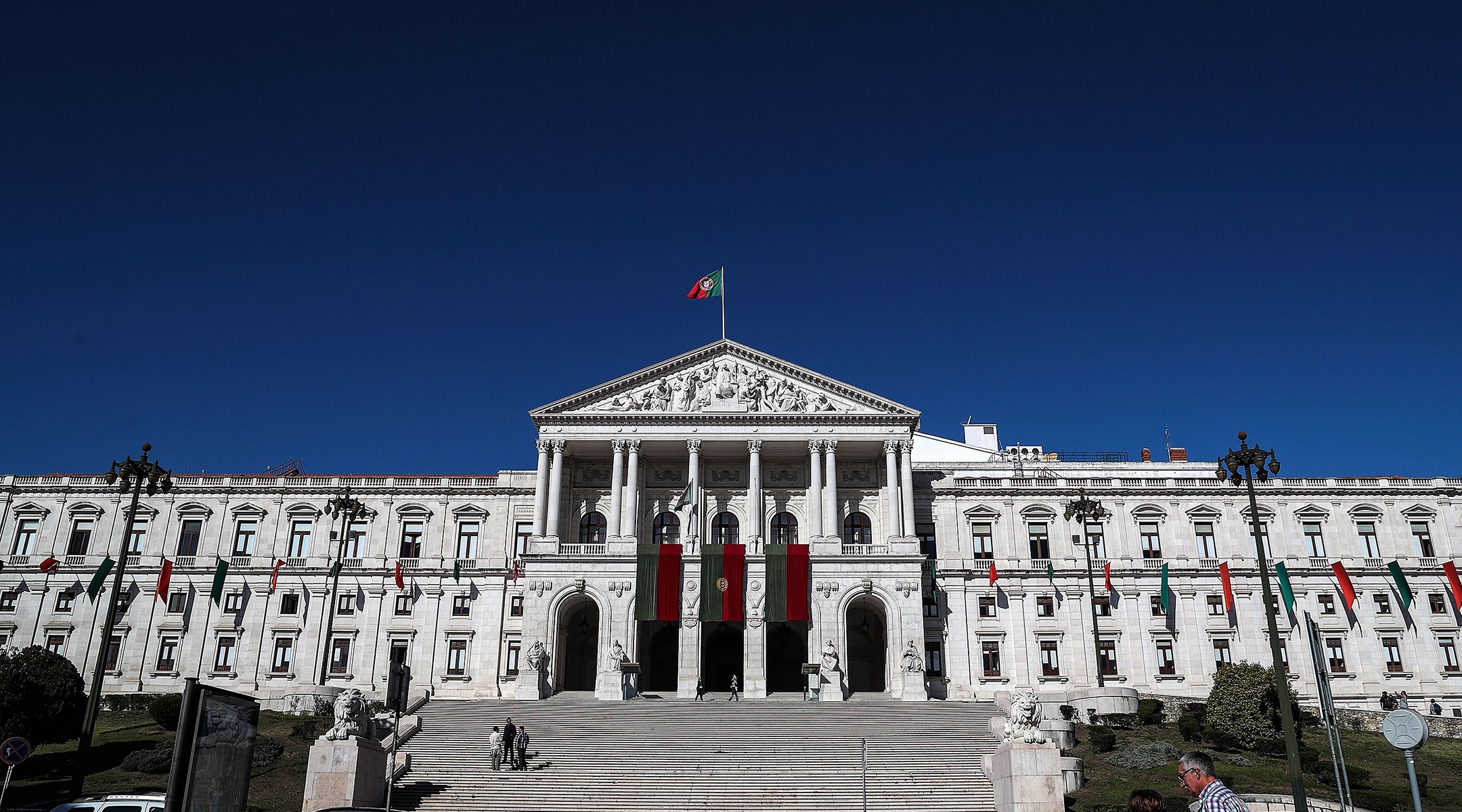 The Portuguese parliament building is seen in Lisbon, Oct. 25, 2019. (Carlos Costa/AFP via Getty Images)