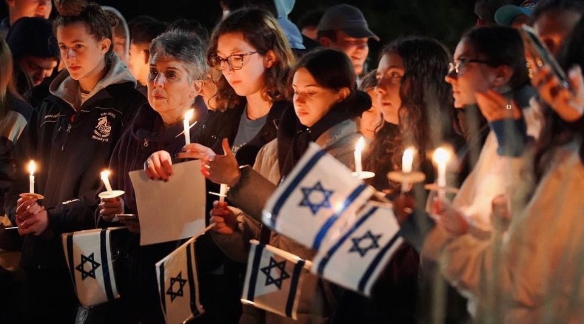 Students and community members from Michigan State University Hillel hold a vigil after Hamas’ Oct. 7, 2023, attack on Israel. (Courtesy of Hillel International)