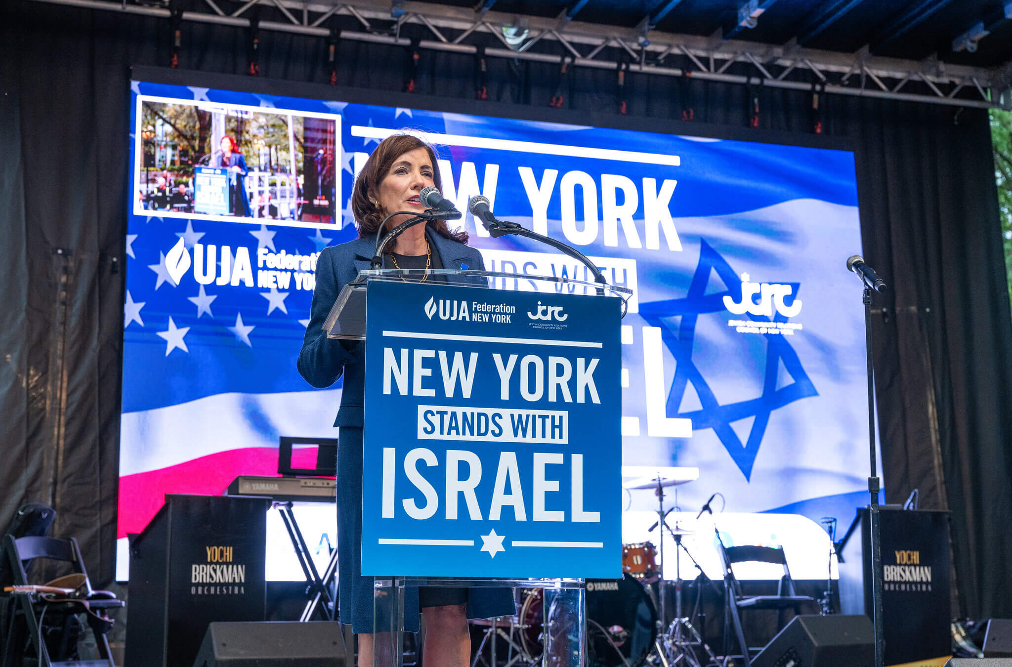New York Governor Kathy Hochul at a rally for Israel on Oct. 10, 2023.