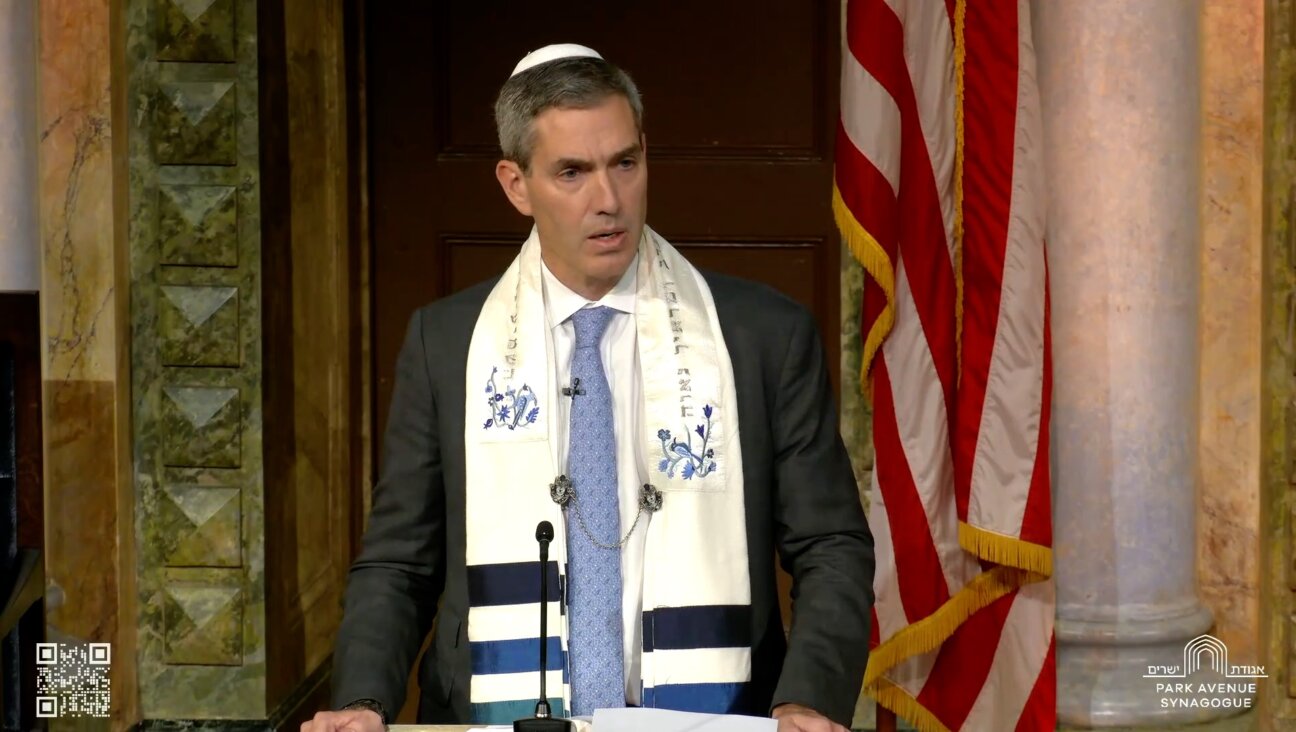 Rabbi Elliot Cosgrove of Park Avenue Synagogue on the bimah, Friday, Oct. 13.