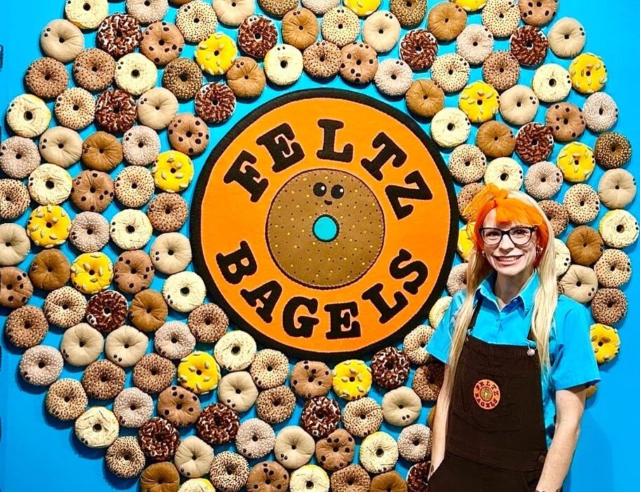 Lucy Sparrow told a customer that Feltz Bagels is "a tribute to bagel culture in the Lower East Side, and everything connected to it."