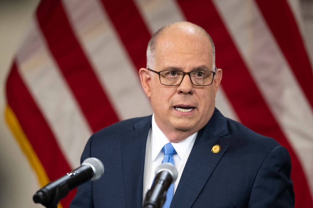 Maryland Governor Larry Hogan at a news conference on August 5, 2021 in Annapolis, Maryland.