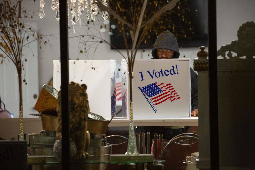 A Pennsylvania voter casts his ballot on Nov. 8, 2022. 