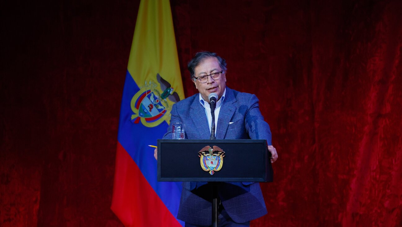 Colombian President Gustavo Petro gives a speech in Bogota, Colombia, Sept. 8, 2023. (Juancho Torres/Anadolu Agency via Getty Images)