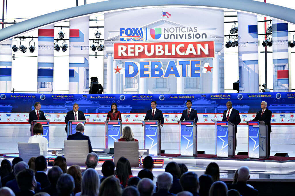 2024 Republican presidential debate on Sept. 27, 2023.