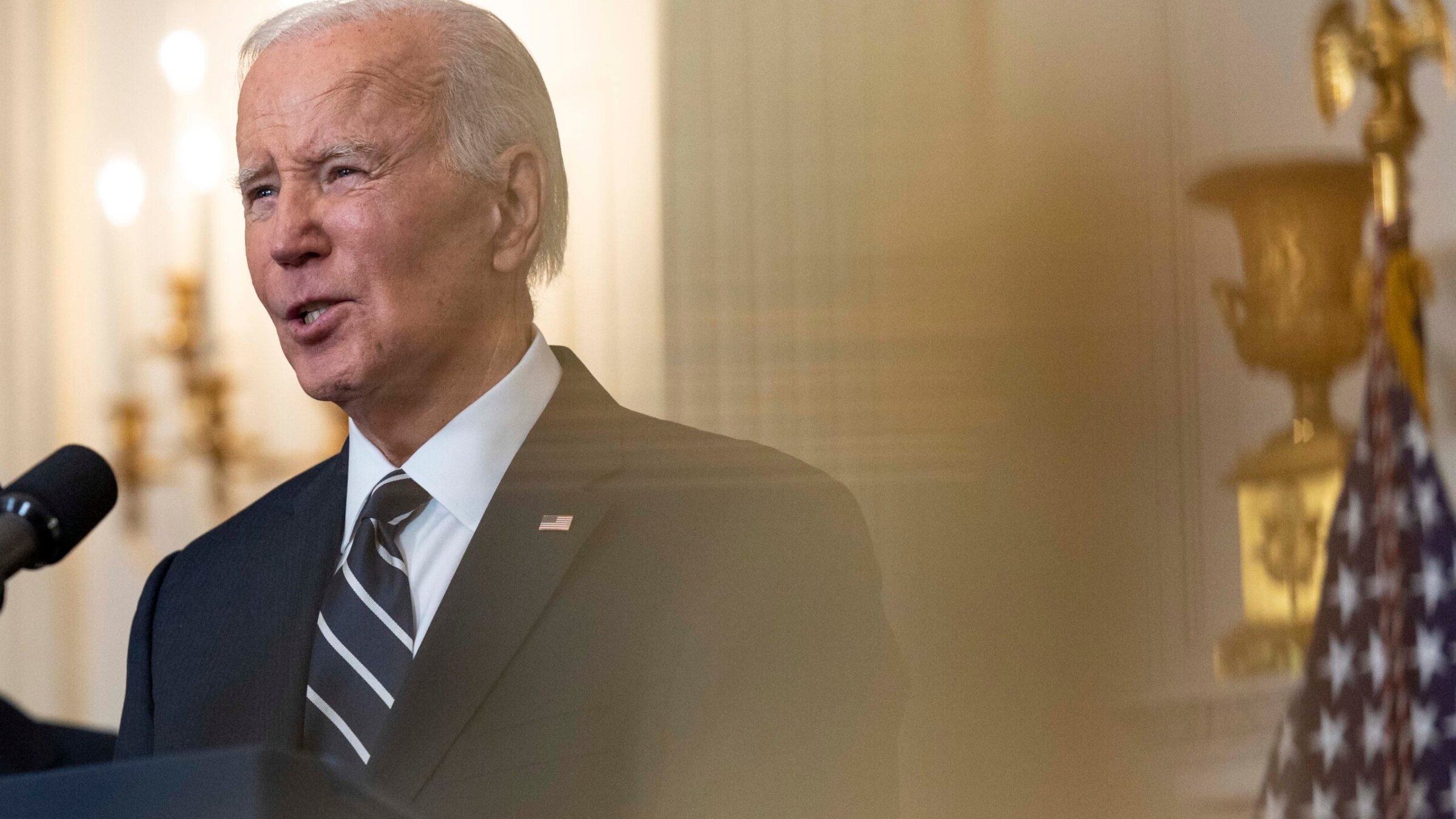 President Joe Biden gives remarks on the conflict between Israel and Palestine at the White House, Oct. 7, 2023. (Amanda Andrade-Rhoades/For The Washington Post via Getty Images)