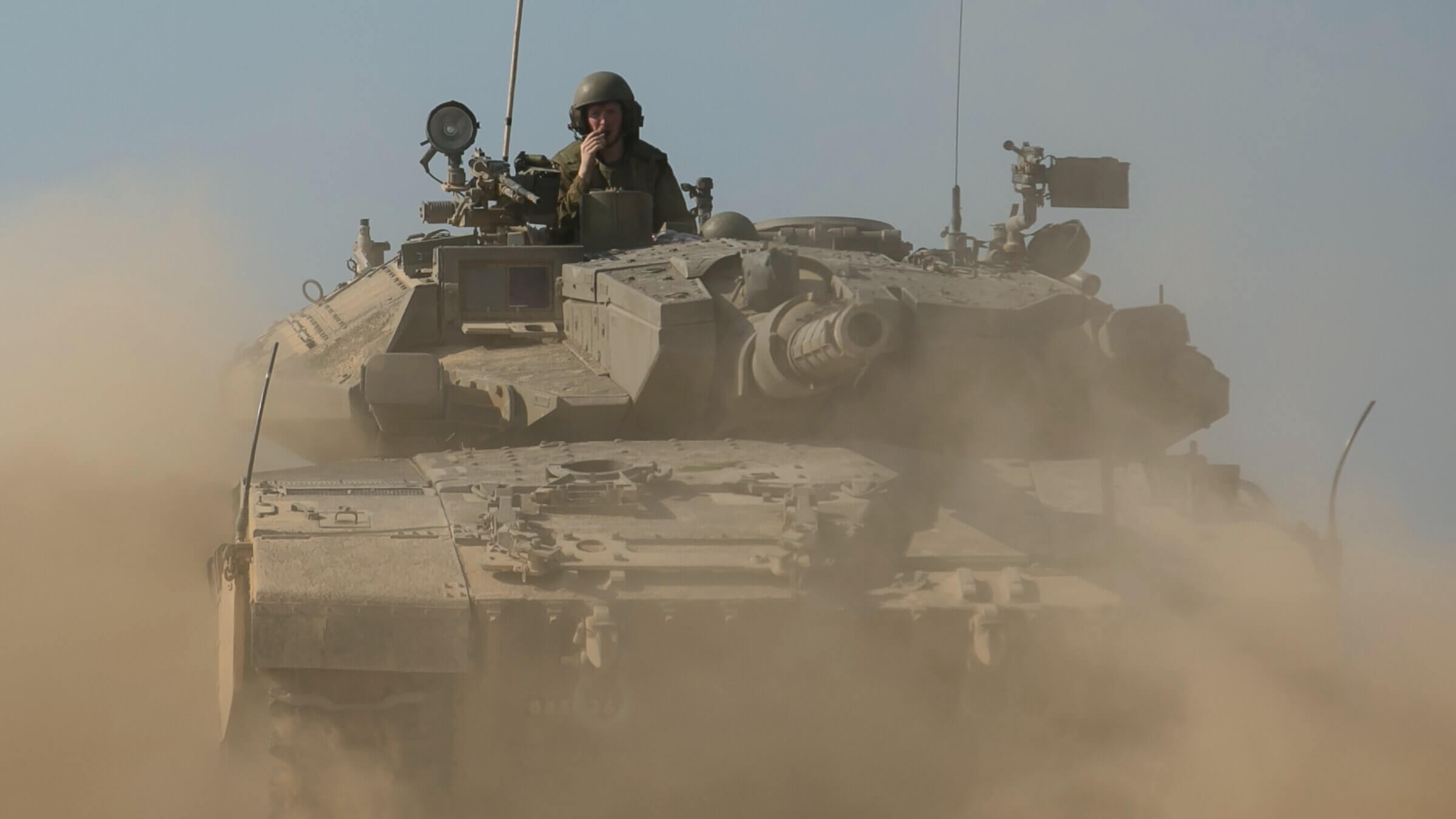 Israeli tank moves near the border with Gaza on October 14, 2023.
