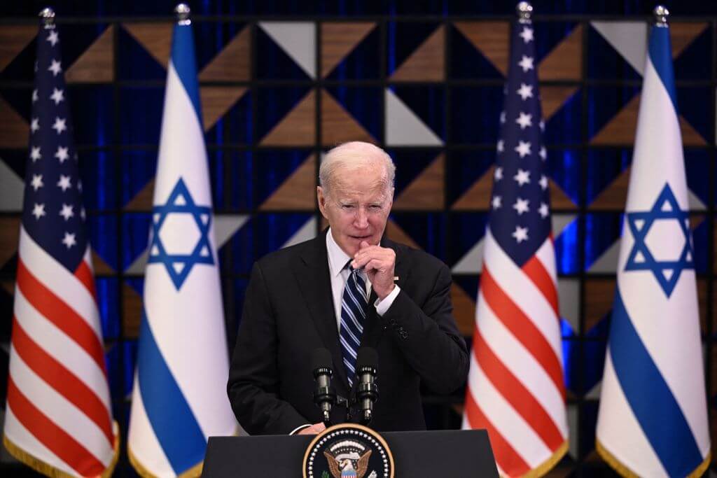 President Joe Biden on a solidarity visit to Israel, on Oct. 18, 2023.  