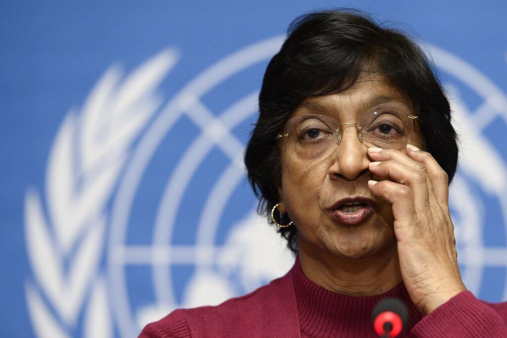 UN High Commissioner for Human Rights Navi Pillay gives a press conference on December 2, 2013 at the United Nations offices in Geneva.