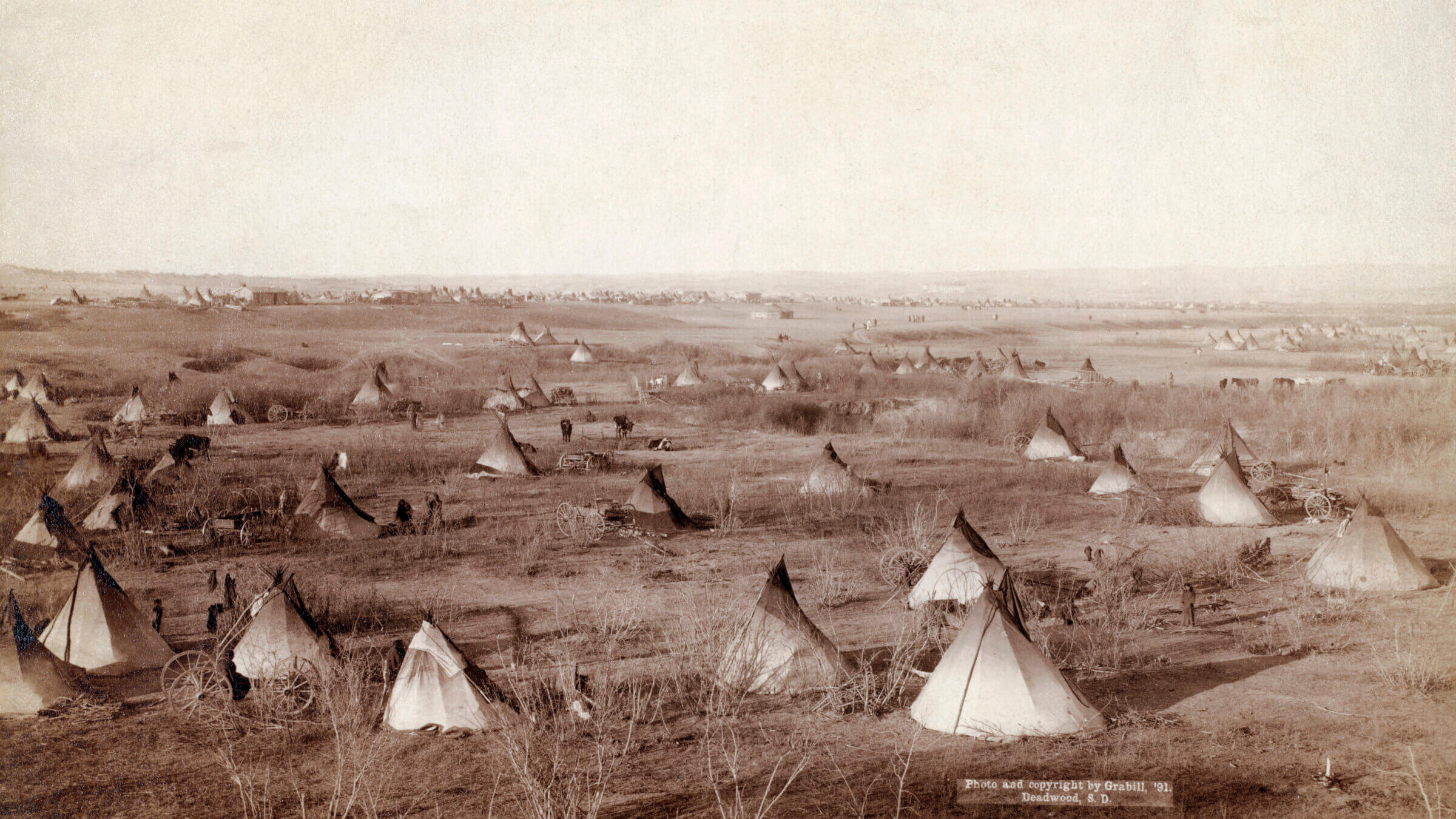 A Lakota tribal village in South Dakota, circa 1891.
