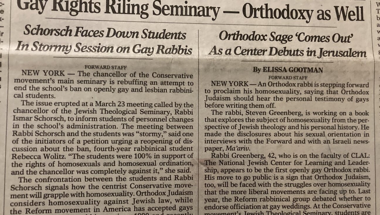 Rabbi Steven Greenberg came out publicly in March 1999. The Forward was the first English language publication to share his story.