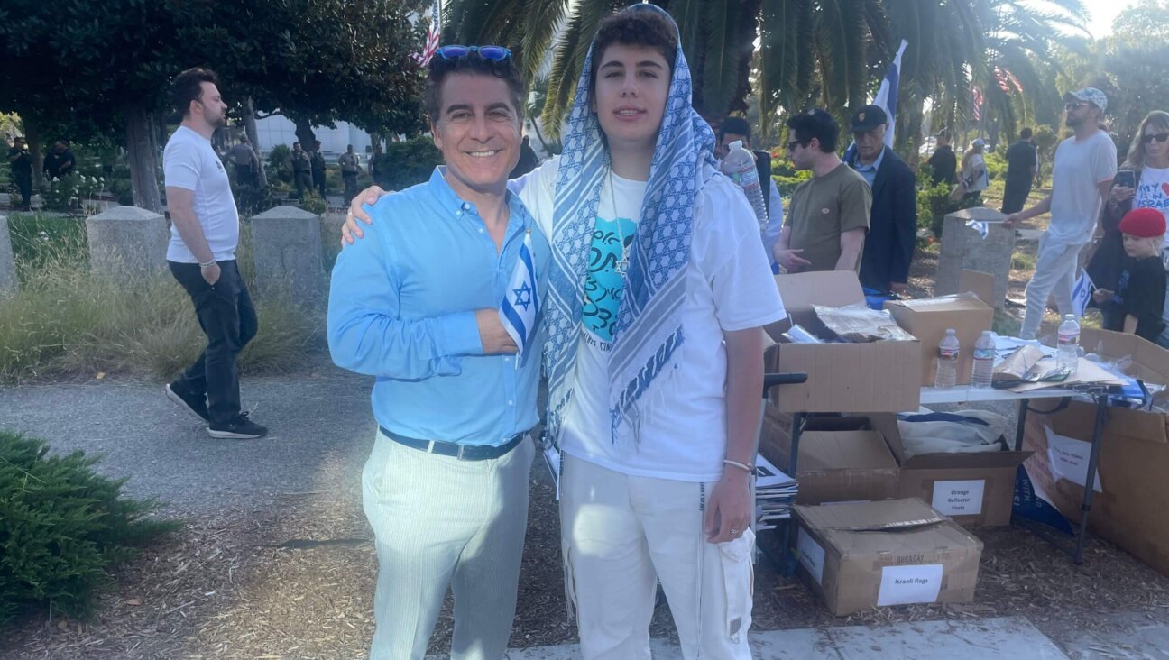 Gal Ben-Naim and his son Ari at an Israel rally in West Los Angeles. Ari's older brother David is a lone soldier in the IDF.