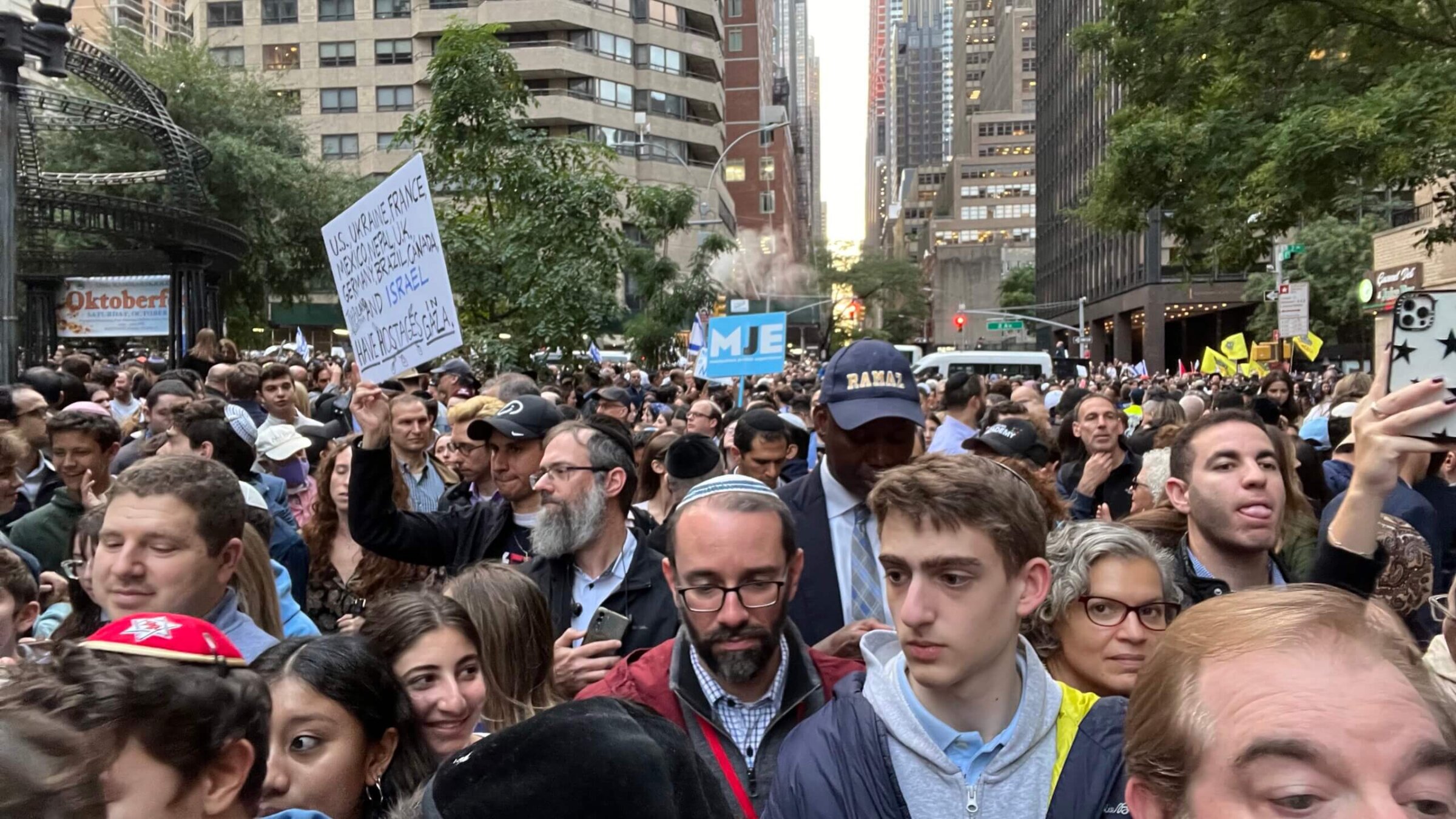 At the vigil and solidarity rally organized by the UJA-Federation of New York and the Jewish Community Relations Council in Manhattan on Oct. 10.