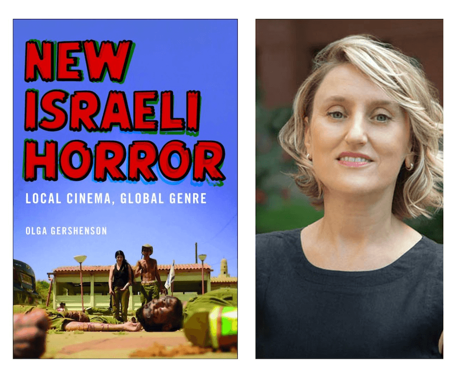 Olga Gershenson with the cover of her new book <i>New Israeli Horror.</i>
