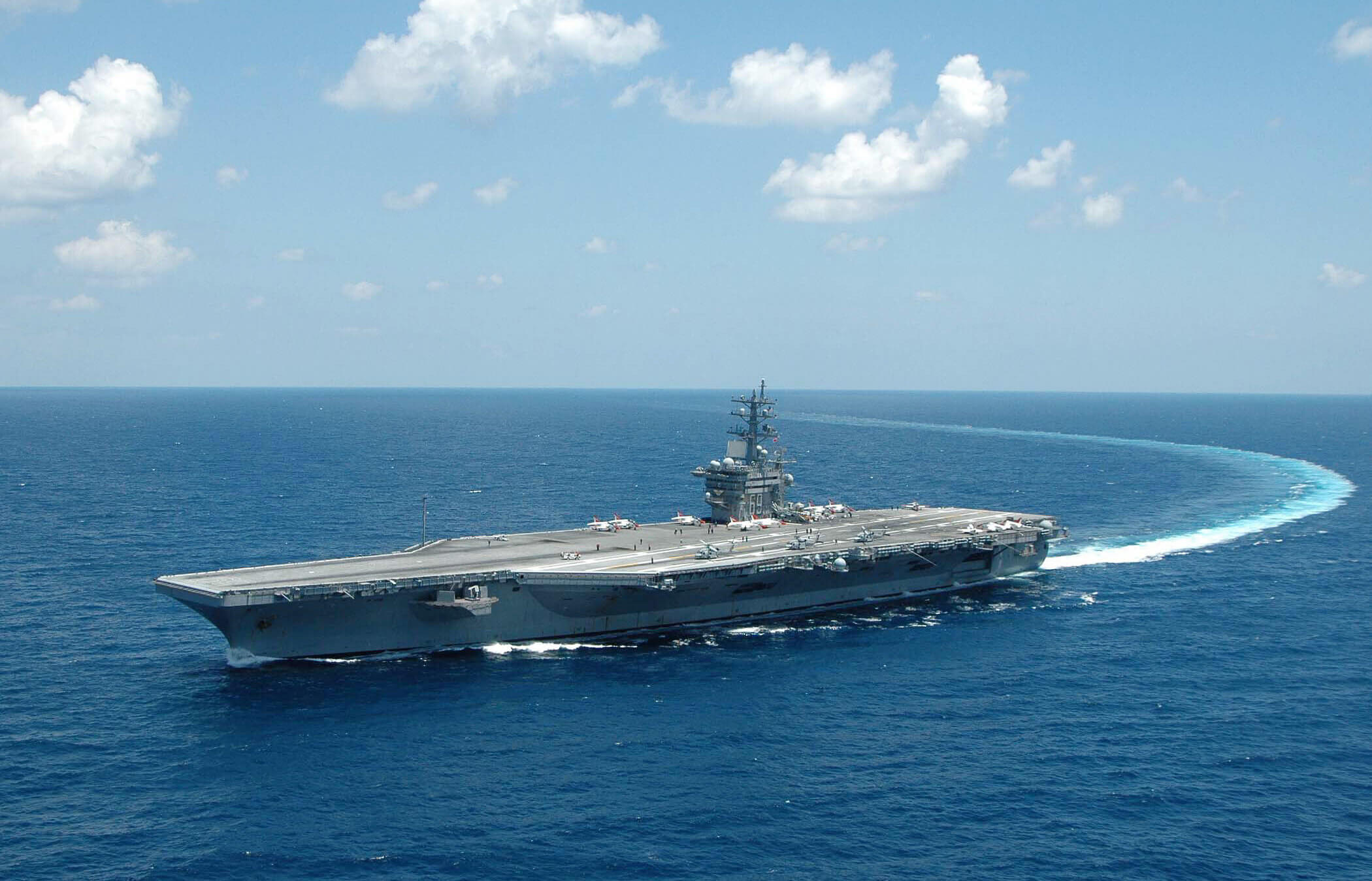 The U.S. Navy Nimitz-class aircraft carrier USS Dwight D. Eisenhower.
