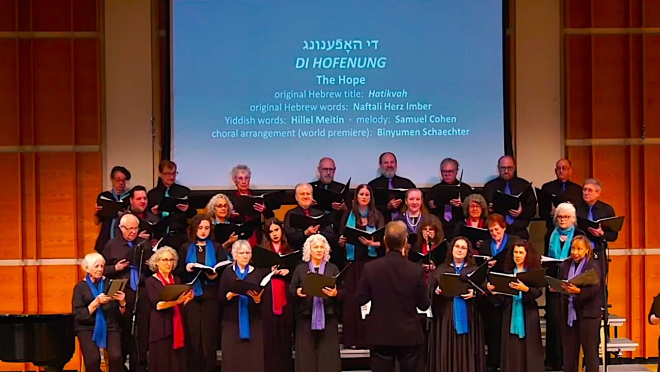 The Yiddish Philharmonic Chorus performing the Yiddish translation of "Hatikvah."