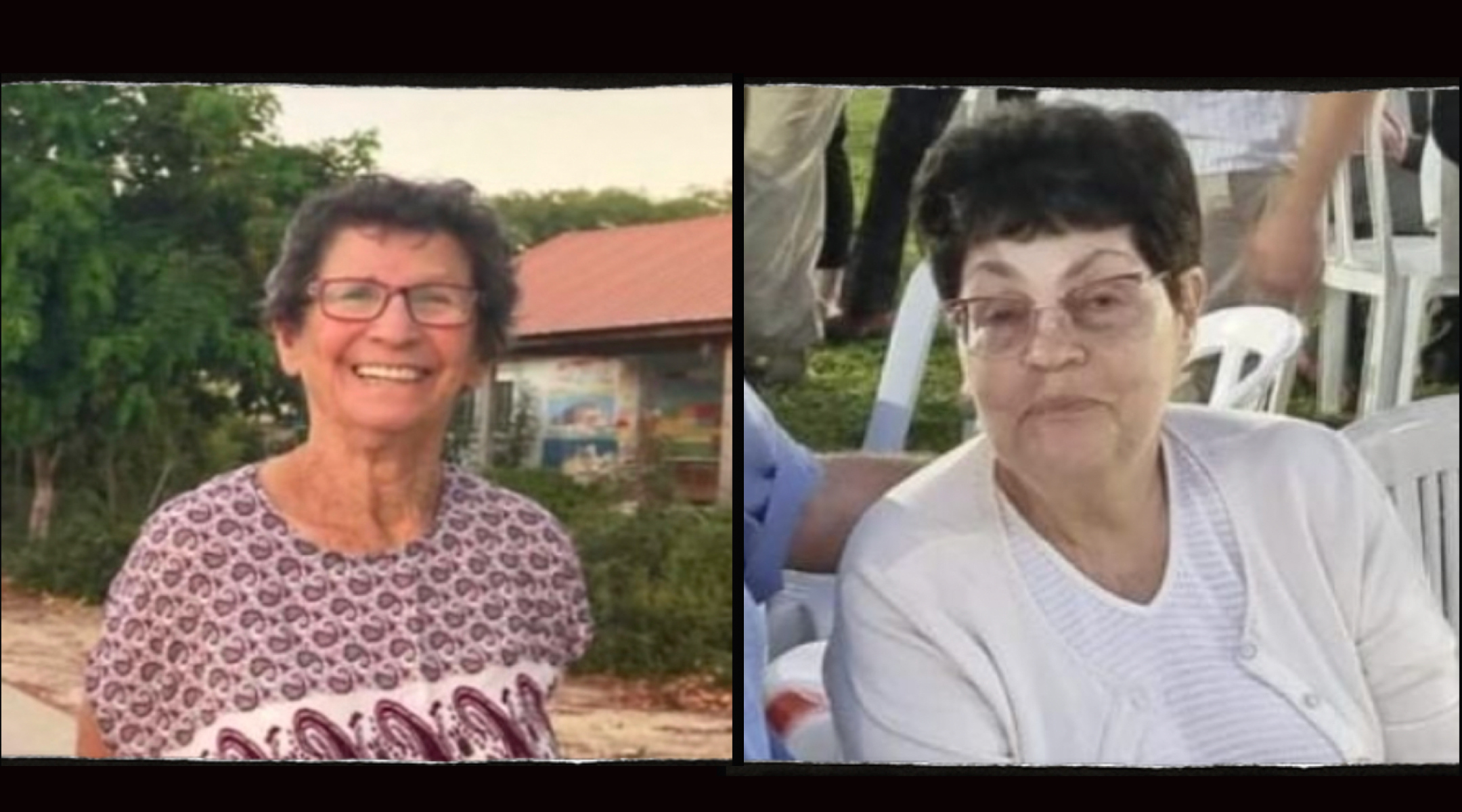 Yocheved Lifschitz, left, and Nurit Cooper were reportedly released by Hamas after more than two weeks in captivity in Gaza. (Courtesy Hostages and Missing Families Forum)