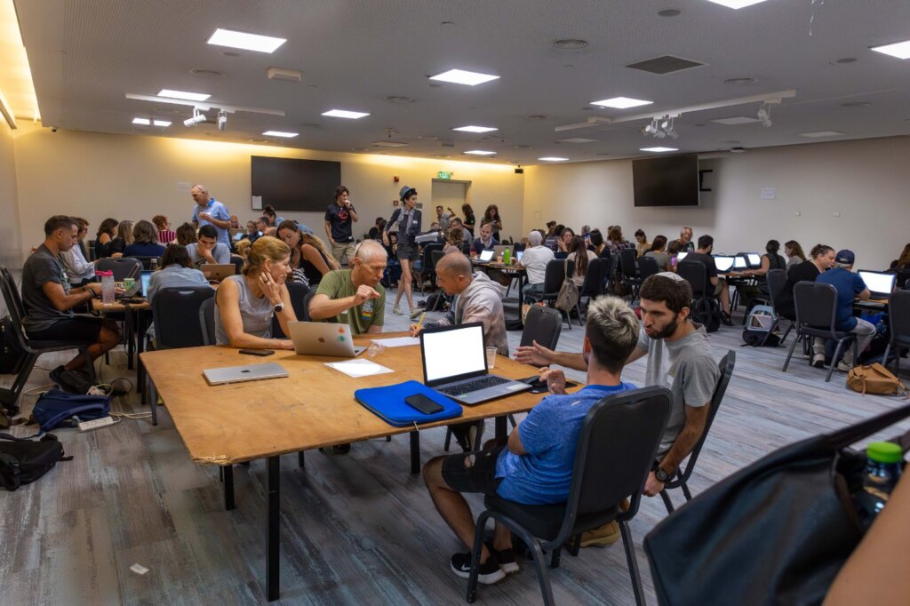 Pro-democracy protesters have been leading the civilian disaster response. Laura will have a dispatch from their war room on our site later this morning. (Laura Ben-David for the Forward)