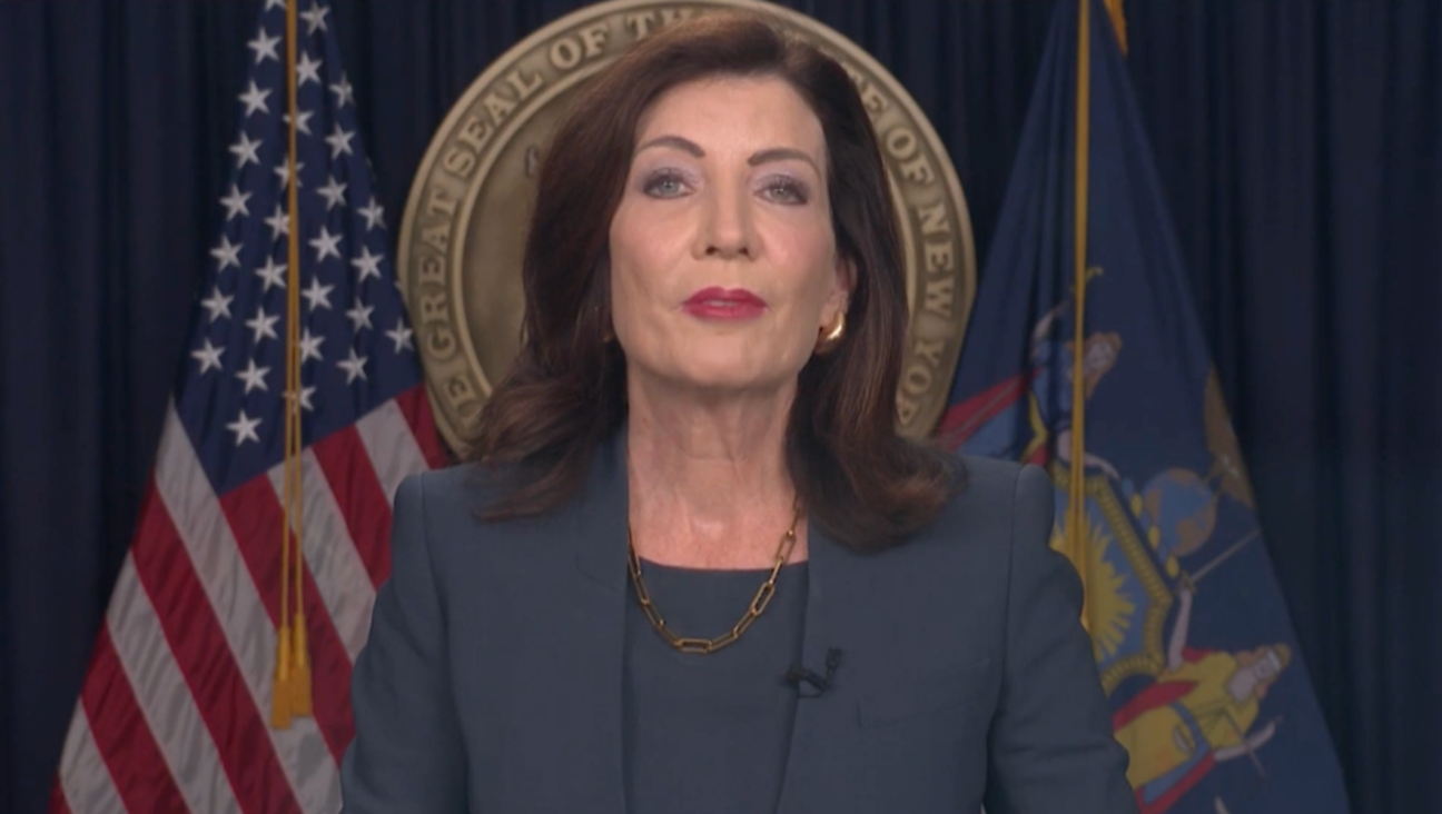 New York State Gov. Kathy Hochul delivers a speech on hate crimes, Oct. 31, 2023. (Screenshot)