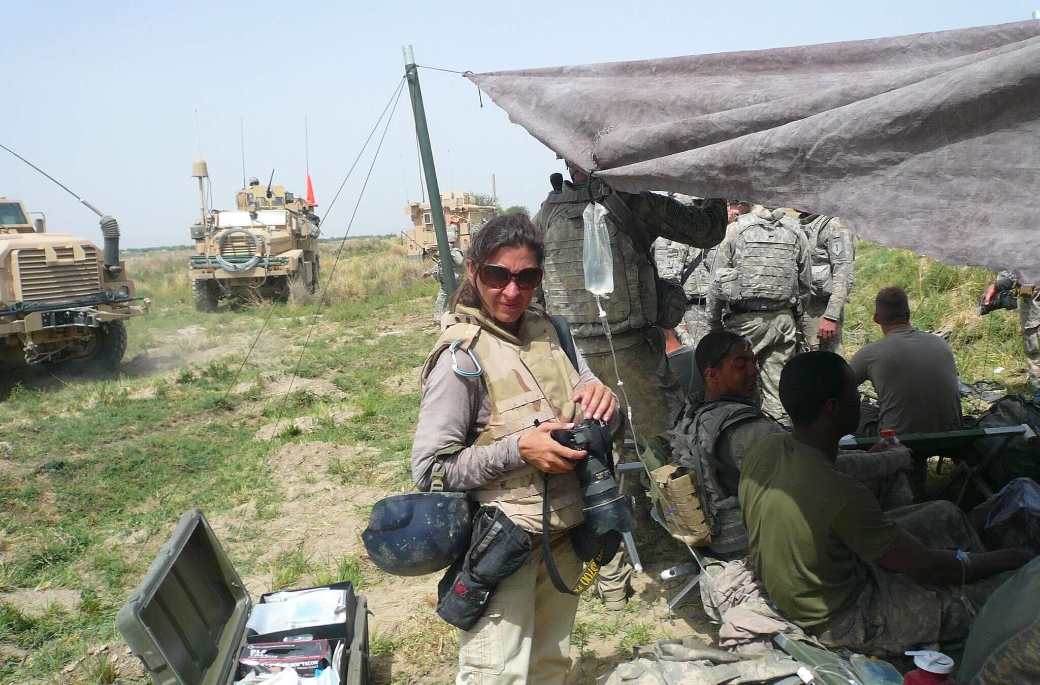 Photojournalist Lynsey Addario during an embed with the U.S. Marines in Helmand province, Afghanistan, April 2009.