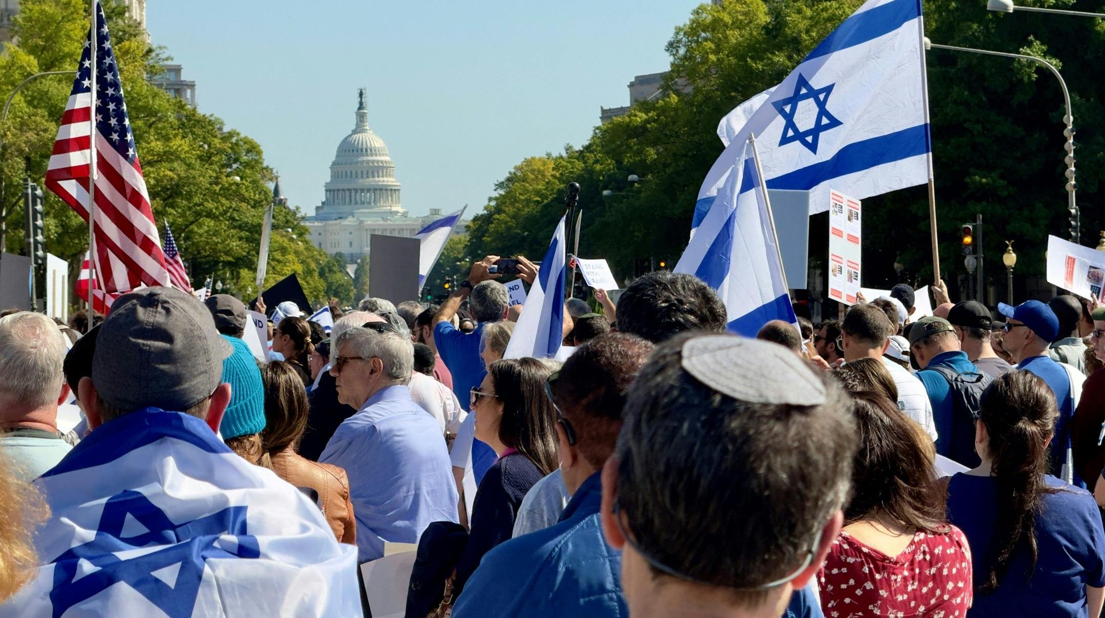 Supporters of Israel protest near the U.S. Capitol, Oct. 13, 2023. (Daniel Slim//AFP via Getty Images)