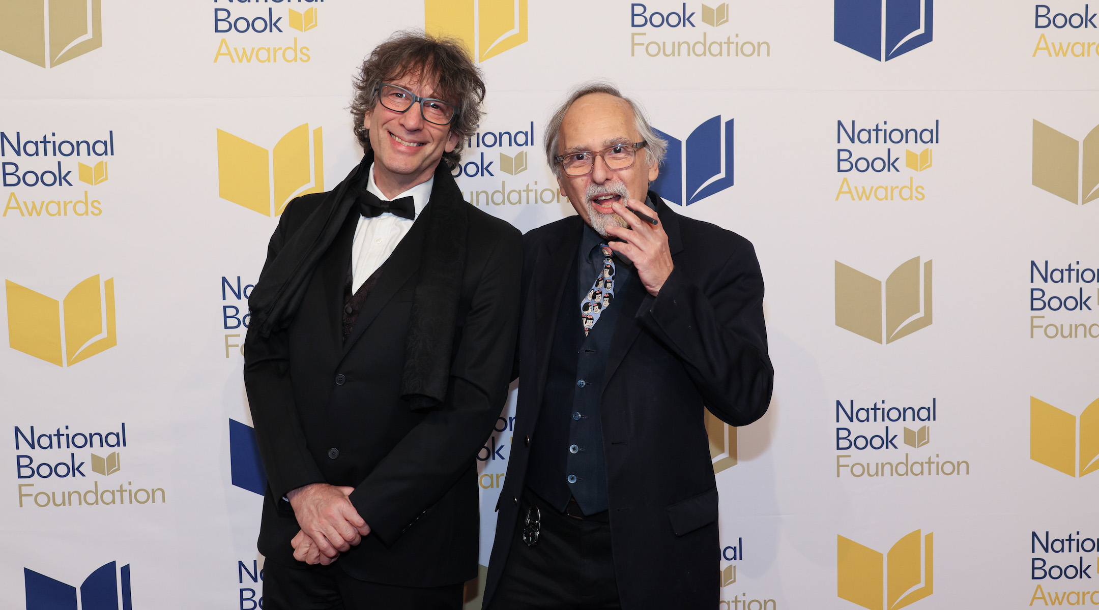 Neil Gaiman and Art Spiegelman attend the 73rd National Book Awards at Cipriani Wall Street on November 16, 2022 in New York City. (Dia Dipasupil/Getty Images)