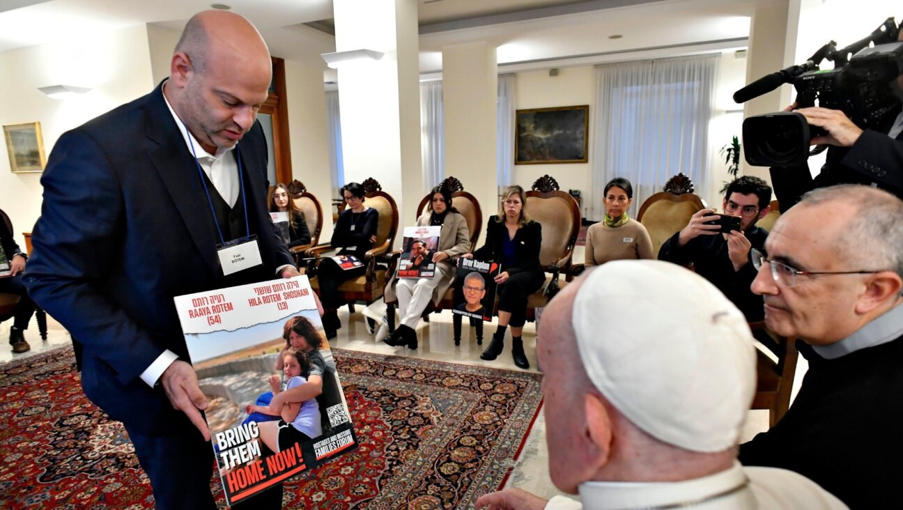 Pope Francis meets a delegation of Israelis with family members held hostage in Gaza, Nov. 22, 2023. (Vatican Media via Vatican Pool/Getty Images)