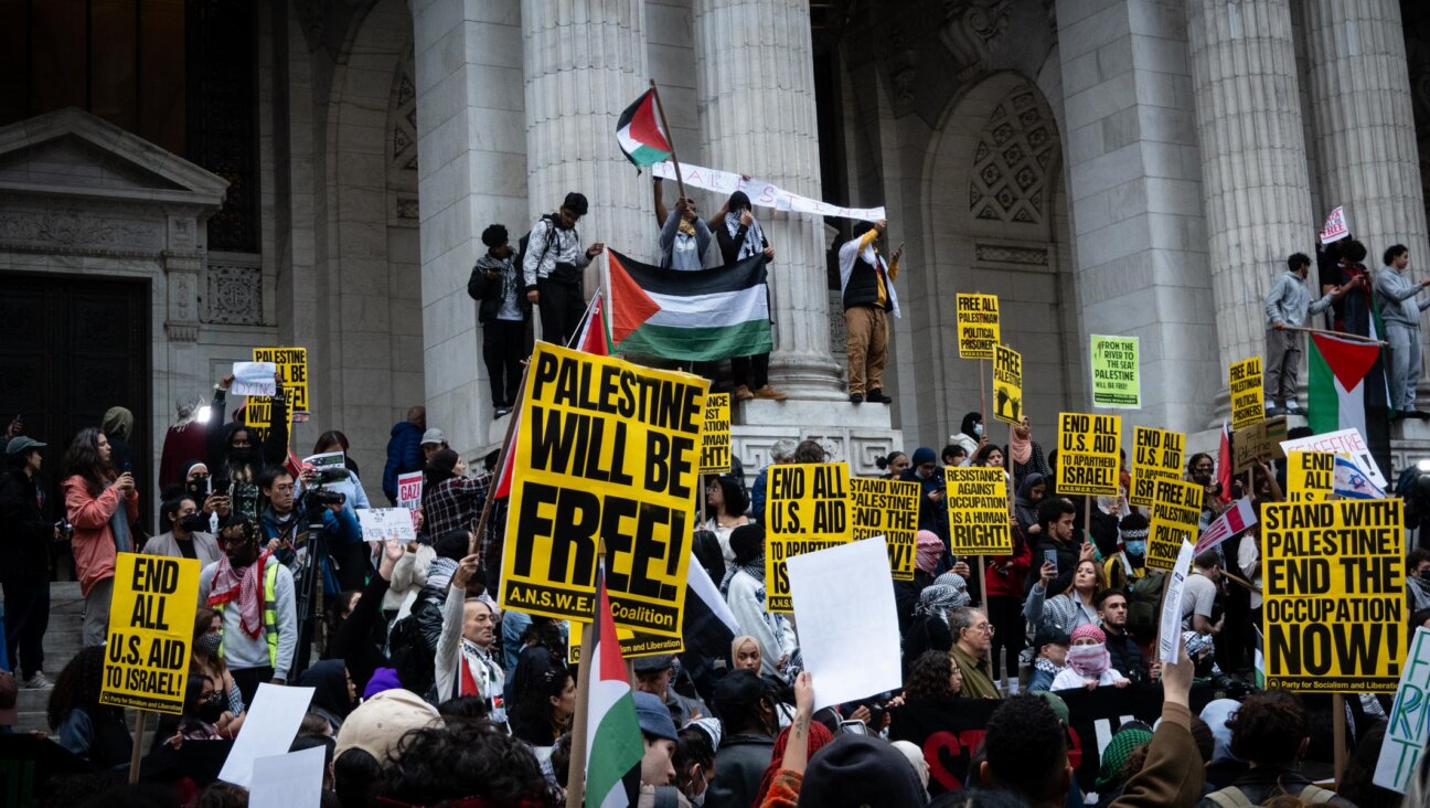 Pro-Palestinian protesters near Bryant Park in New York City, November 9, 2023. (Luke Tress)